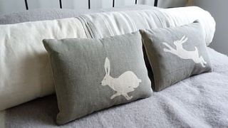 little grey hare cushion pair by helkatdesign