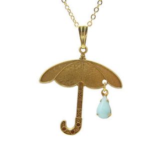 april shower umbrella and raindrop necklace by loubijoux