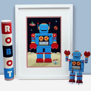 big blue robot print gift pack by clockwork soldier