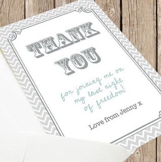 hen party and wedding 'thank you' card by precious little plum
