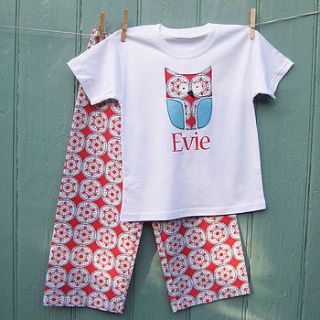 christmas personalised nordic owl pyjama set by kushdi for kids