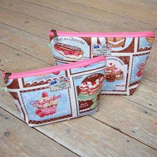 framed patisserie cosmetic toiletry wash bag by lovely jubbly