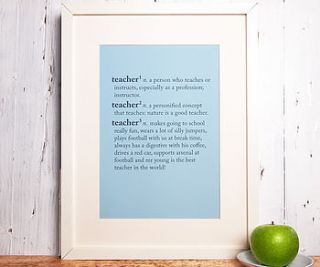 personalised teacher dictionary print by coconutgrass