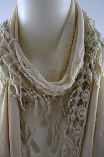 cream drapey scarf by bella bazaar