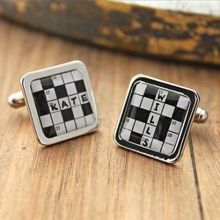 personalised crossword cufflinks by posh totty designs boutique