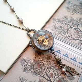 vintage style pocket watch necklace by hart and bloom