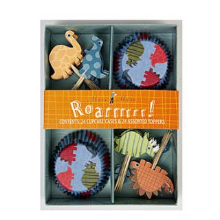 'roar' dinosaur cupcake decoration kit by cupcakesuperstar