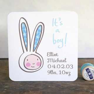 personalised new baby boy card by moobaacluck