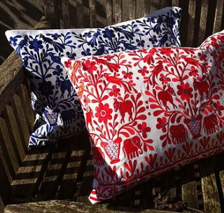 embroidered folk cushions by the forest & co