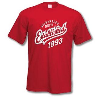 'established 1993' 21st birthday t shirt by tee total gifts