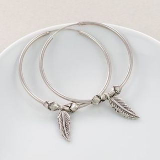 freedom feather knot silver hoop earrings by melinda mulcahy