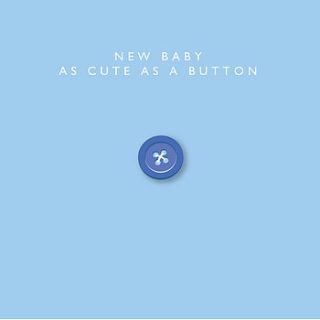 new baby boy 'cute as a button' card by loveday designs