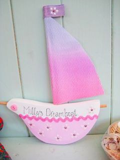 personalised girl's sailing boat decoration by okey dokey