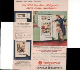 General Electric Refrigerators The 1948 Two Door Refrigerator Home Freezer Combination 1948 Original Vintage Advertisement  Prints  