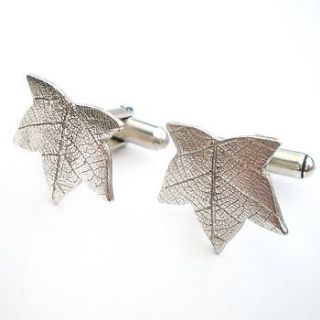 maple leaf silver cufflinks by ali bali jewellery