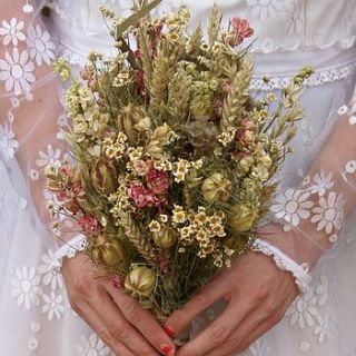 rustic dried flower wedding bouquet by the artisan dried flower company