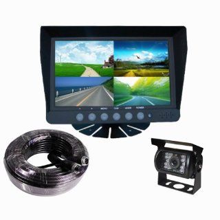 7 Inch Quad TFT/LCD Video Monitor Night Vision Backup Camera Car Rear View System for RV, Truck, Trailer, Bus, Fifth Wheel  Vehicle Backup Cameras 