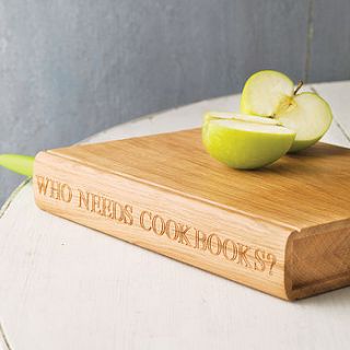 personalised wooden book chopping board by wood paper scissors