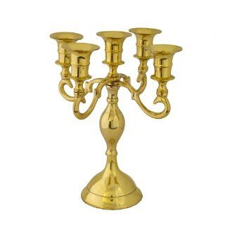 Grehom 5 Arm Candelabra   Golden; 9" Candle Holder; Made from solid brass   Candlestick Holders