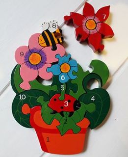 wooden flower pot number jigsaw by posh totty designs interiors