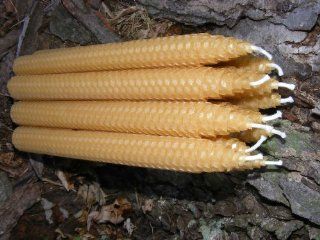 100% Beeswax Candles   One Dozen (Set of 12)   8" Tapers   Natural Wax   With Free upgrade to USPS Priority Mail  