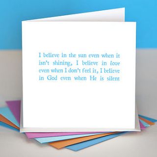 'i believe in love' quote card by belle photo ltd