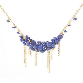lapis lazuli cluster fringe necklace by kate wood jewellery