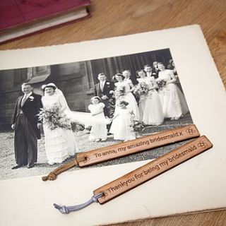 thank you bridesmaid personalised bookmark by scamp