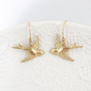 gold simplicity bird earrings by maria allen boutique