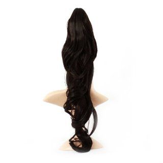MapofBeauty Ladies Natural Brown black Long Wigs Hair Extensions Long Clip Claw Ponytail Curls  Hair Replacement Wigs  Beauty