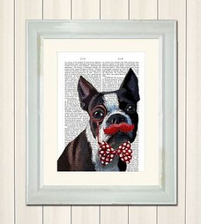 boston terrier dictionary art print by fabfunky