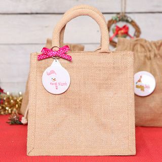 christmas snowman personalised jute bag by red berry apple
