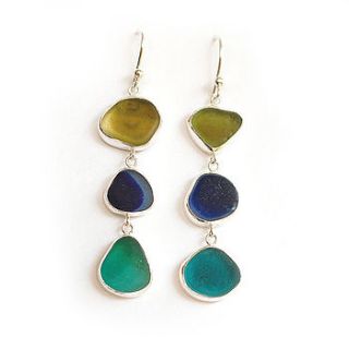 triple sea glass earrings by tania covo