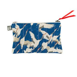 cranes blue flat purse by emily burningham