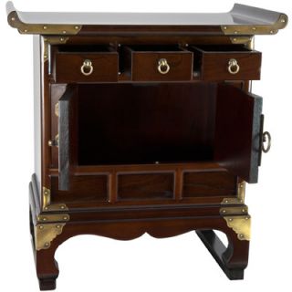 Oriental Furniture Korean 3 Drawer End Table Cabinet