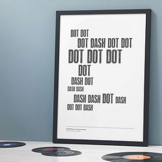 personalised morse code 'dot dash' print by the drifting bear co.