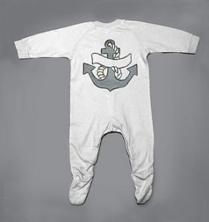 personalised anchor sleepsuit by eco boutique