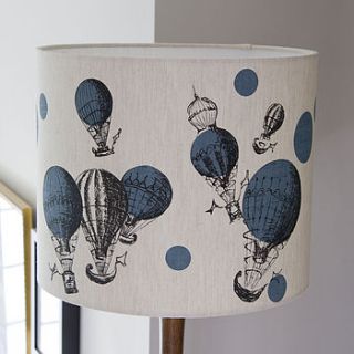 vintage balloon flight hand printed lampshade by weft bespoke design