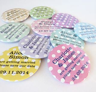 spotty personalised save the date magnets by little cherub design
