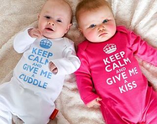 'keep calm and give me a kiss' romper by jack spratt baby