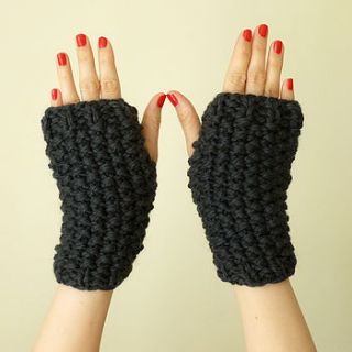 chunky knit fingerless mitts by miss knit nat