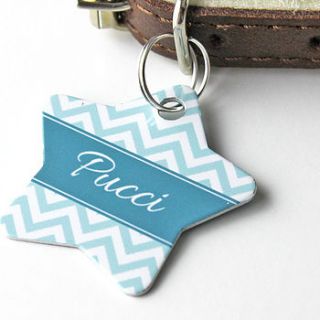personalised star pet id tag chevron by we love to create