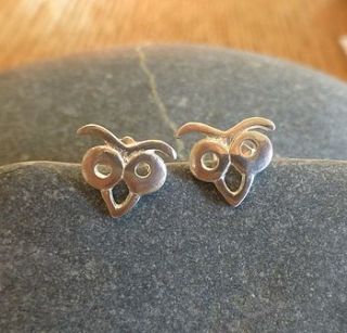 silver owl stud earrings by anne reeves jewellery