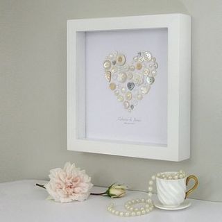 personalised pearl anniversary heart artwork by sweet dimple