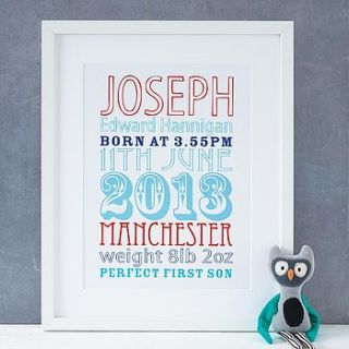 personalised birth date print by modo creative