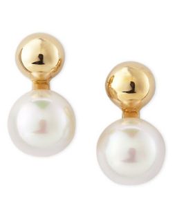 Two Tone Pearl Earrings, White