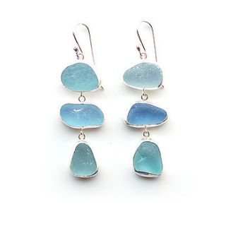 pale blue three drop earrings by tania covo