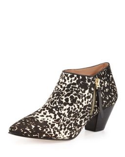 Adinah Spotted Calf Hair Ankle Boot, Chocolate Chip