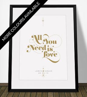 all you need is love personalised print by vincent