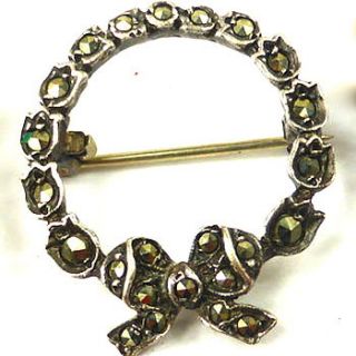 vintage silver and marcasite wreath brooch by ava mae designs